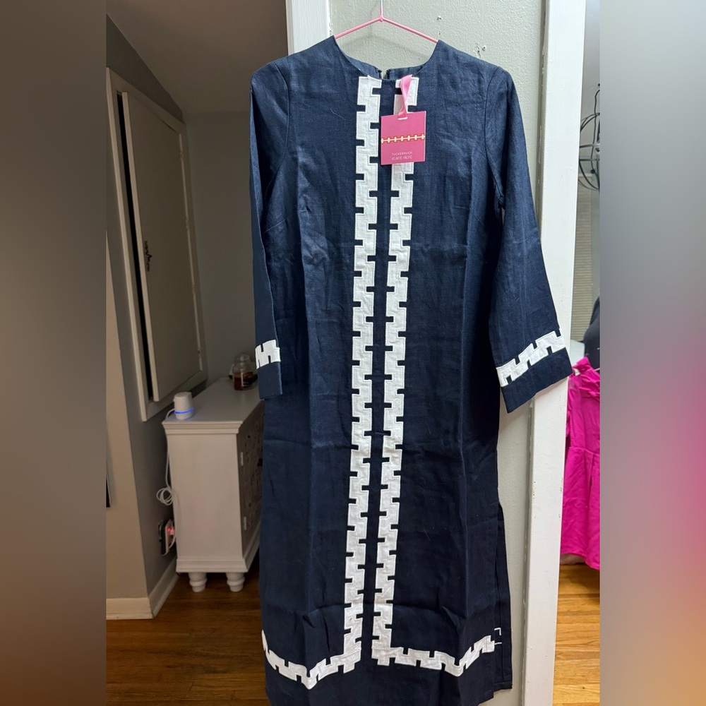 Elegant Navy and White Women's Dress